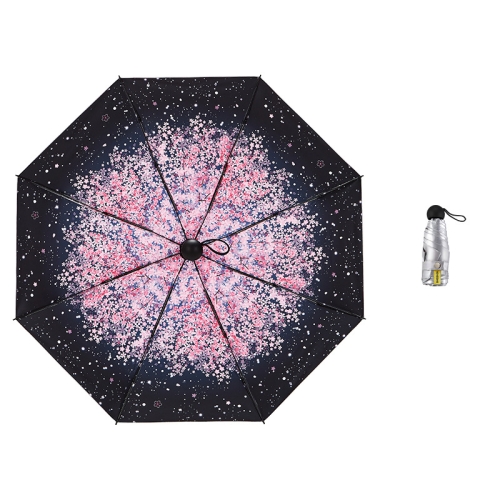 

Anti-ultraviolet Sunshade Sun Umbrella Compact and Portable Titanium Silver Plastic Sun Umbrella(Flower Sea Cherry Blossom)