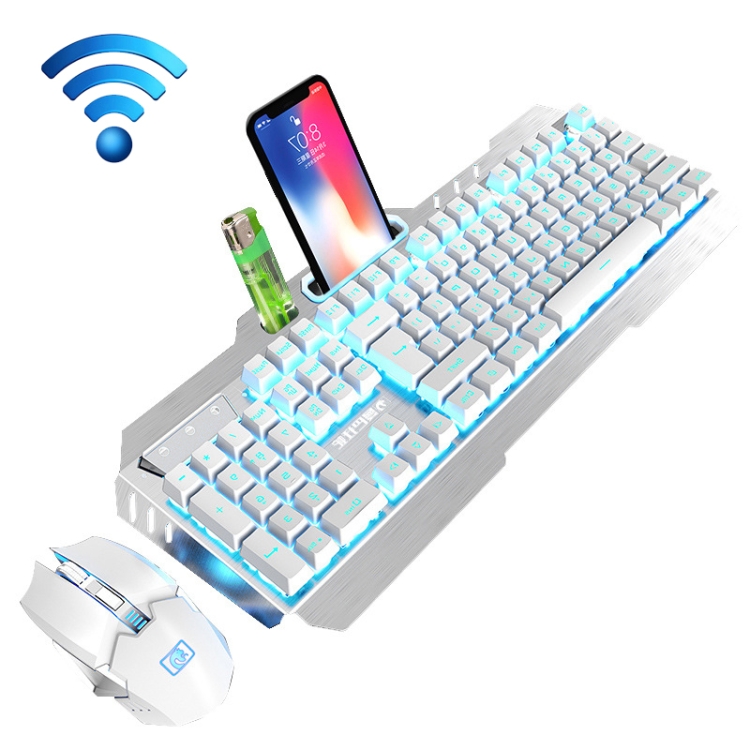 

670 Wireless Charging Gaming Glow Keyboard and Mouse Set(White Ice Blue)