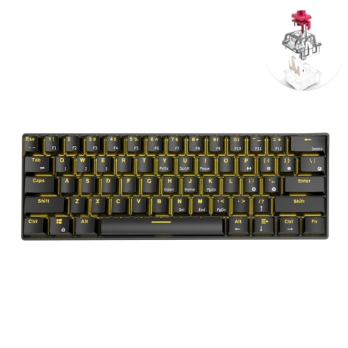 

RK61 61 Keys Bluetooth / 2.4G Wireless / USB Wired Three Modes Tablet Mobile Gaming Mechanical Keyboard, Cable Length: 1.5m, Style:Red Shaft(Black)