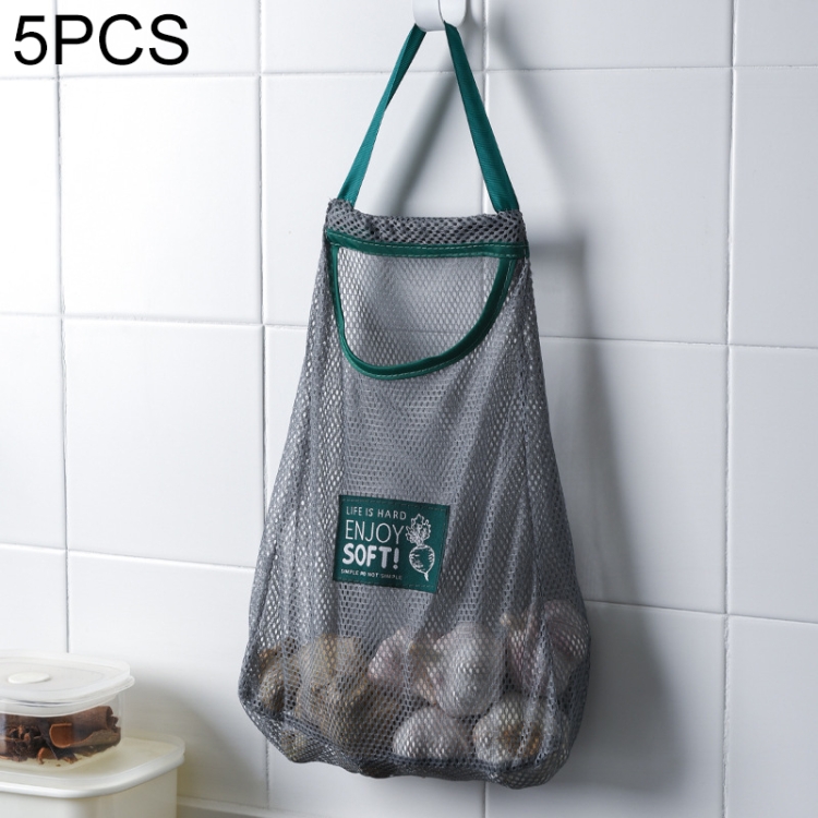 

5 PCS Kitchen Vegetable Storage Mesh Bag Household Multi-purpose Wall Hanging Bag Onion Garlic Storage Bag