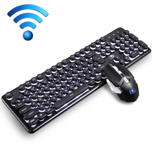 

620 Wireless Charging Luminous Gaming Manipulator Keyboard and Mouse Set(Black White Round Cap)