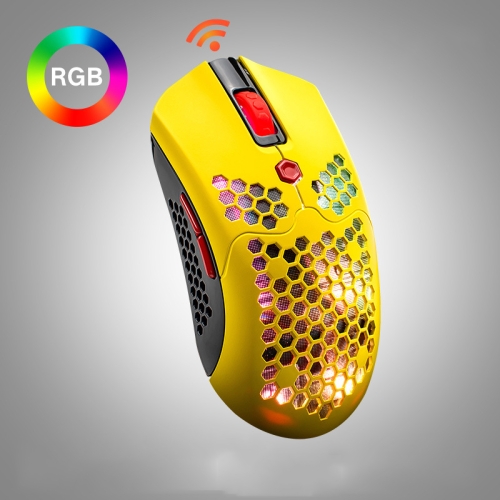 

FREEDOM-WOLF X2 12000 DPI 7 Keys Honeycomb Hollow RGB Dual-modes Gaming Mechanical Computer Notebook Wireless Mouse(Yellow)