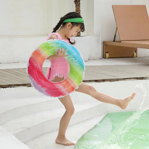 

2 PCS Gradient Color Rainbow Flowers Children Thickened PVC Swimming Ring, Size:60cm