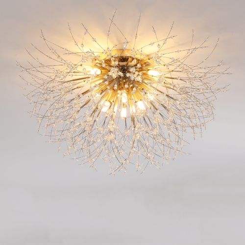 

Bedroom Crystal Ceiling Lamp Creative Dandelion Living Room Lamp Dining Room Lamp, Style:Golden (70x38cm, 8 Heads)(Warm Light)