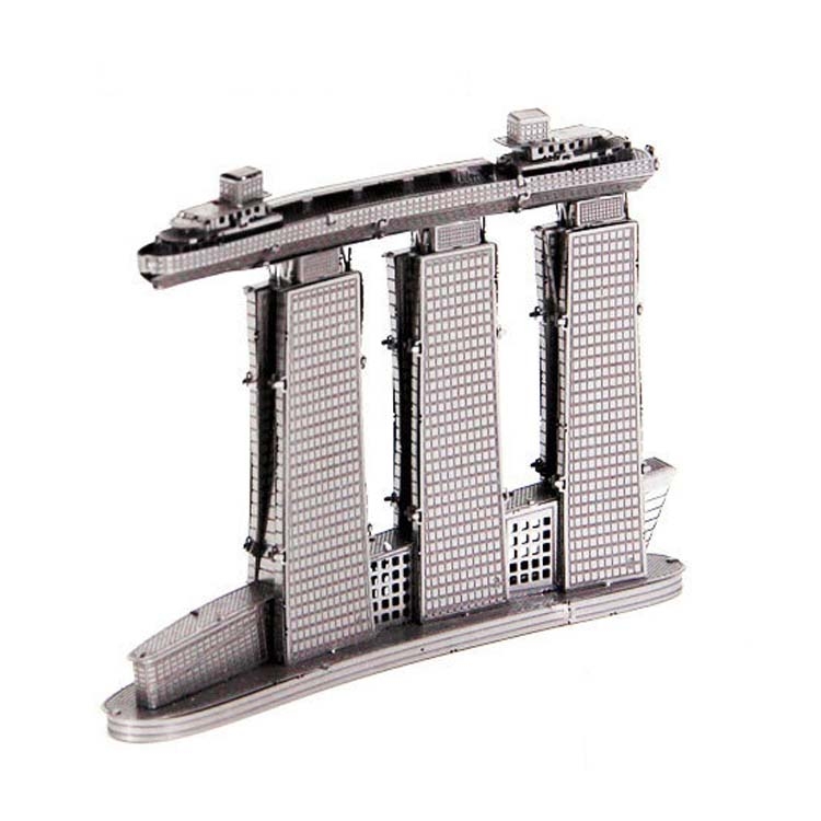 

3 PCS 3D Metal Assembly Model World Building DIY Puzzle Toy, Style:Golden Sands Hotel