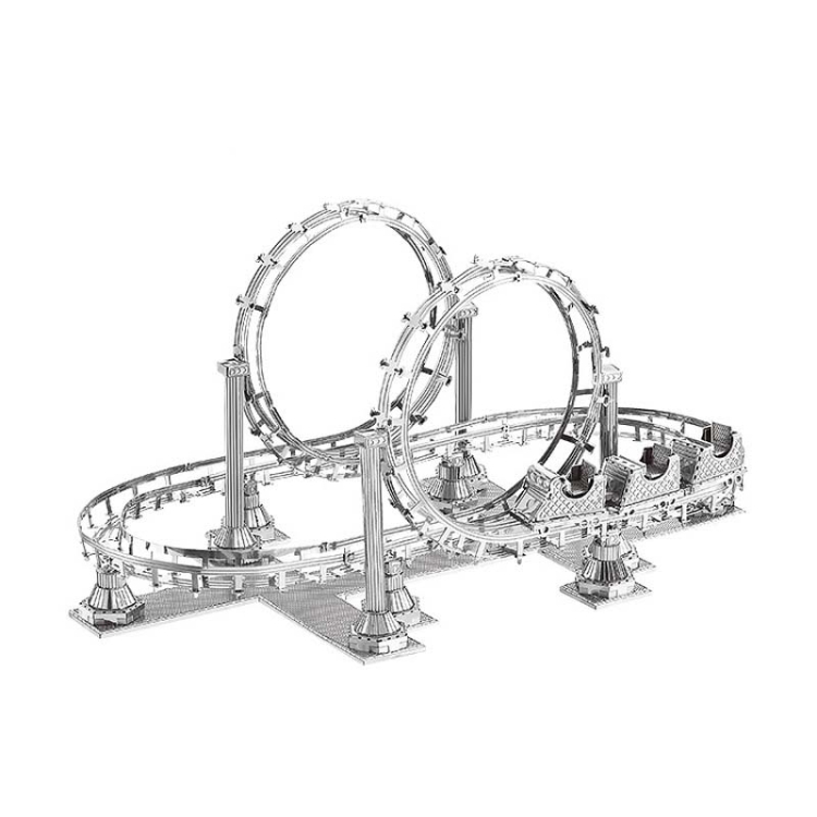 

3 PCS 3D Metal Assembly Model World Building DIY Puzzle Toy, Style:Roller Coaster