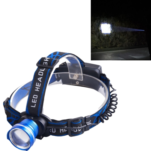 

Outdoor T6 Strong Light LED Headlight Night Fishing Light Miner Lamp Zoom Charging Long Shot Headlight, Colour: Blue Single