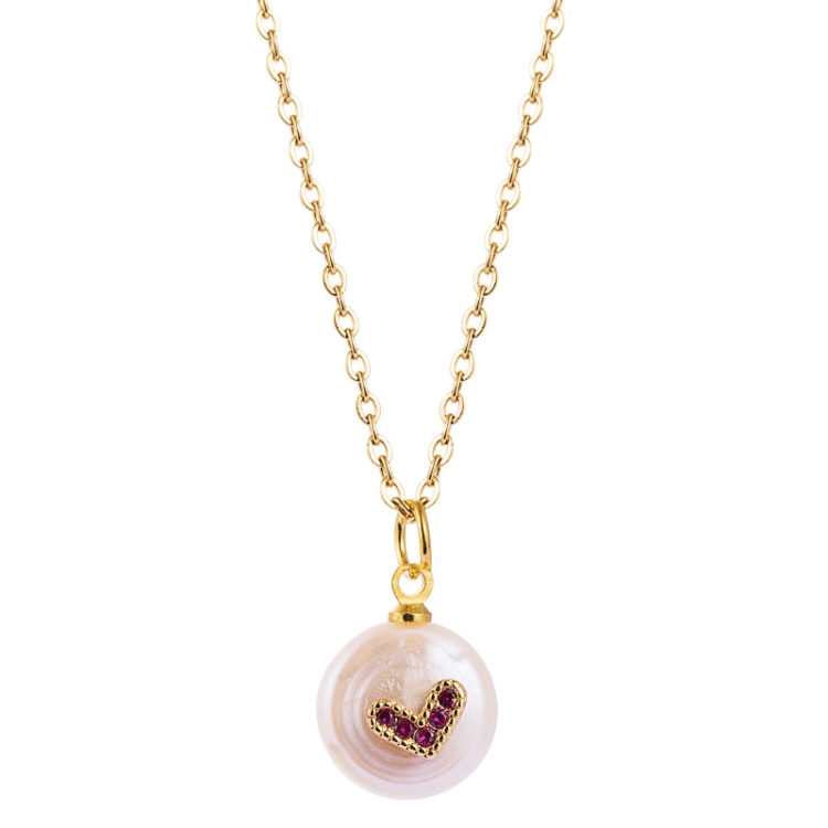 

Ladies Necklace Simple Temperament Pearl Copper Heart-shaped Clavicle Chain