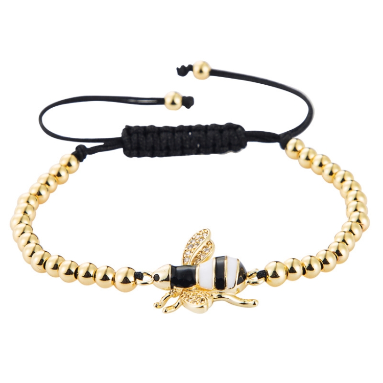 

2 PCS Women Colorful Zircon Bee Bracelets Pull Braided Bracelets