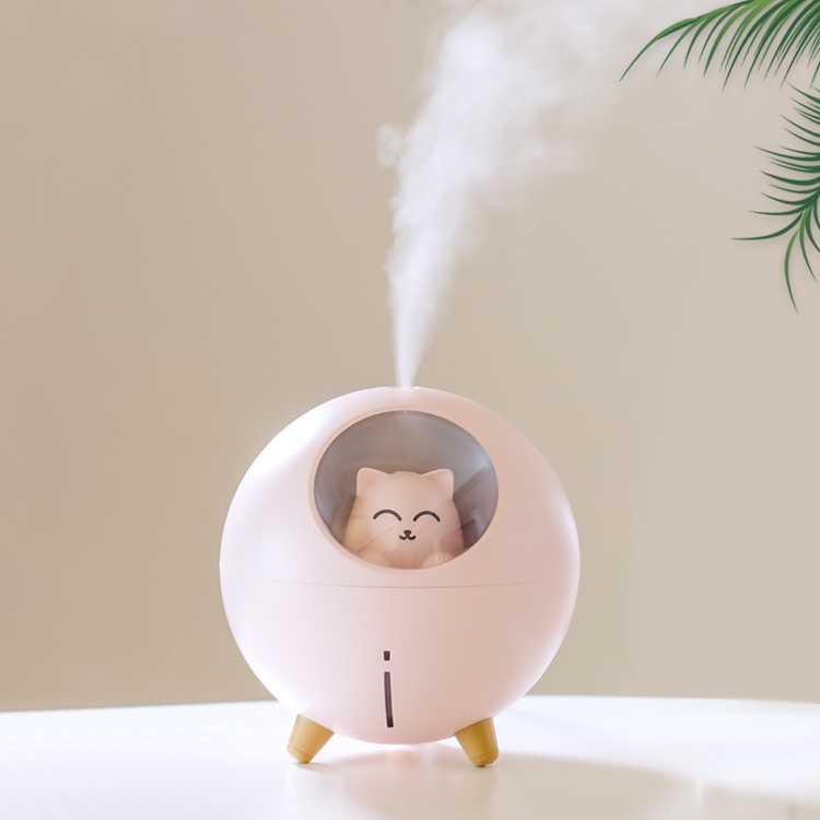 

Planet Cat Night Light Humidifier USB Cute Home Office Desktop Silent Spray Moisturizing Humidifier(Pink)