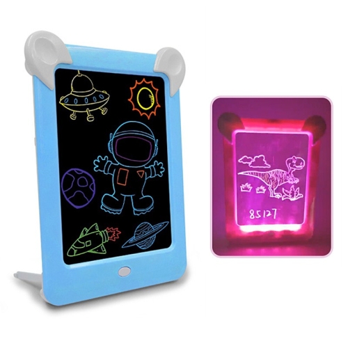 

LED Luminous Drawing Board Electronic Fluorescent Writing Board Children Light Painting Message Board(Blue)