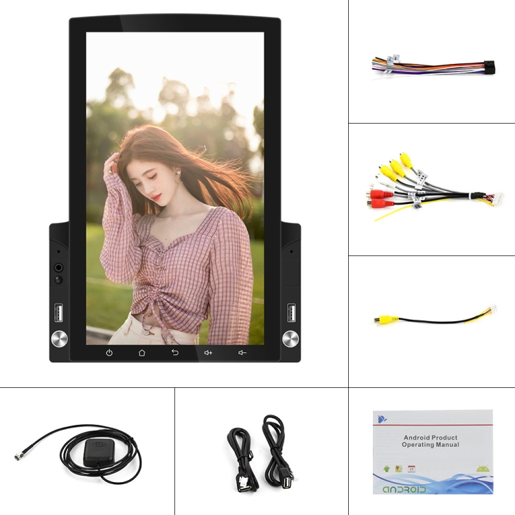 

9.7 inch Vertical Screen HD 2.5D Glass Car MP5 Player Android Navigation All-in-one Machine, Specification:Standard+4 Lights Camera