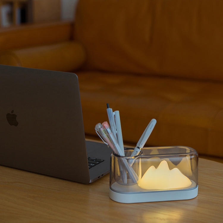 

LED Rechargeable Bedside Night Light Learning and Eye Protection Mountain Table Lamp(White)