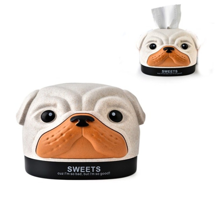 

2 PCS Creative Wheat Bobbi Dog Tissue Box Living Room Bedroom Desktop Pumping Paper Roll Paper Storage Box(Beige)