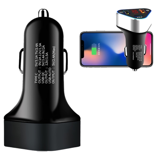 

Digital Display PD+QC3.0+2.4A Car Charger TYPE-C Car Phone Charger(Elegant Black)