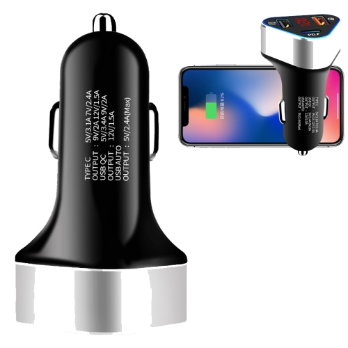 

Digital Display PD+QC3.0+2.4A Car Charger TYPE-C Car Phone Charger(Snowflake Silver)