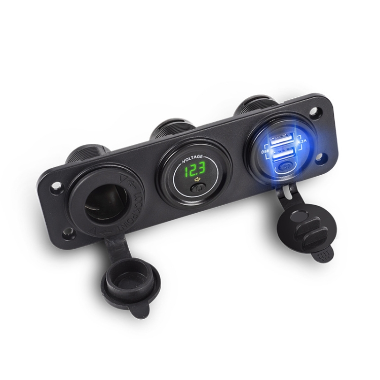 

Car Mobile Phone Charger Multi-Port Fast Charging with Cigarette Lighter Multi-Function Digital Display Dual USB Car Charger(Green Light)