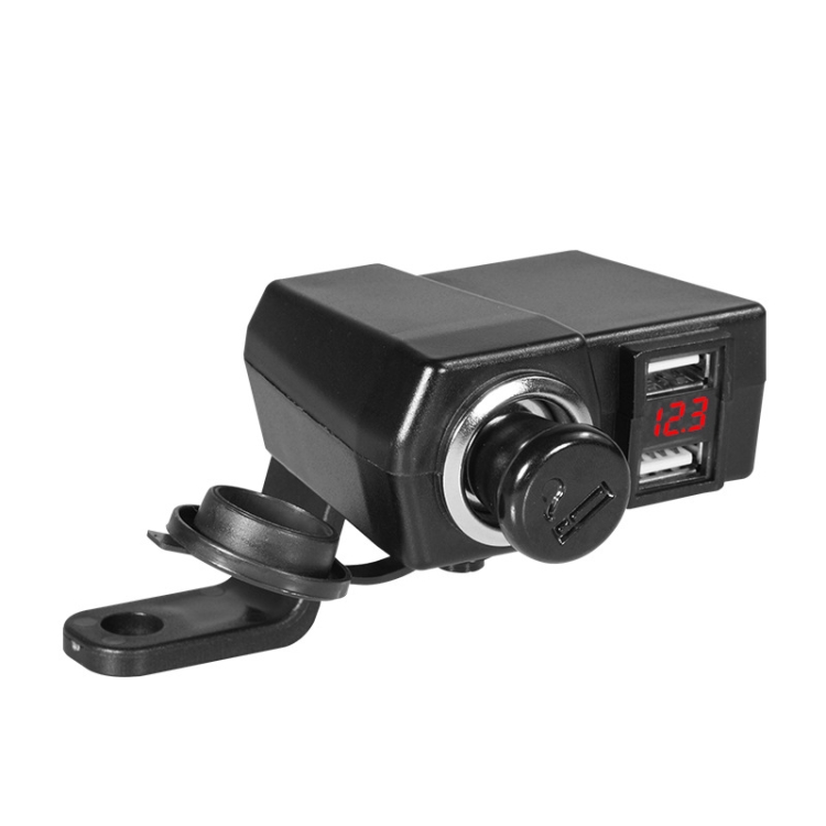 

Motorcycle Car Dual USB Mobile Phone Charger With Cigarette Lighter Interface Multi-function Digital Display Car Charger, Style:DYUK-2 Red Light