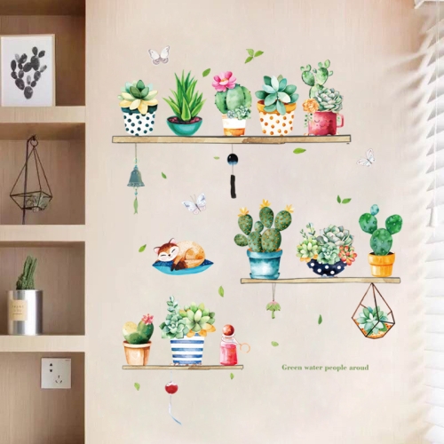 

3 PCS Cactus Potted PVC Self-adhesive Removable Wall Stickers