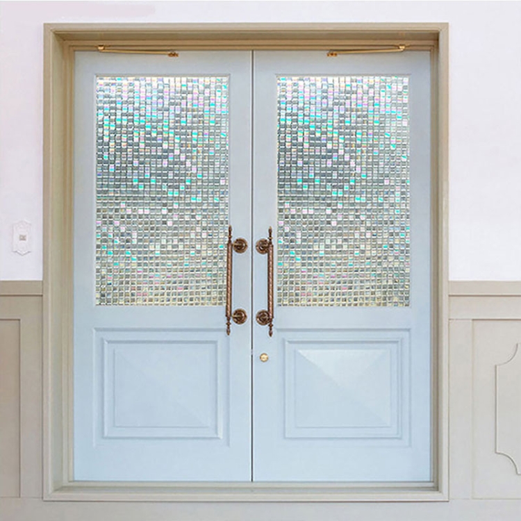 

2 PCS Glue-free Static 3D Glass Film Mosaic Square Colorful Glass Window Grilles