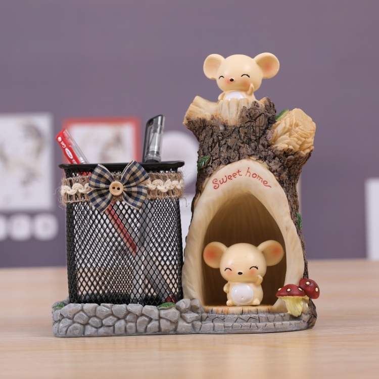 

Hamster Pen Holder Resin Gift Creative Cute Student Christmas And New Year Gift(Sitting Position)