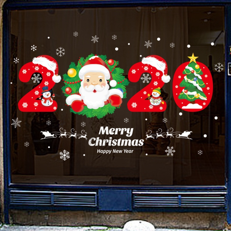 

2 PCS Christmas Wall Stickers Window Glass Decoration Waterproof Santa Claus Stickers