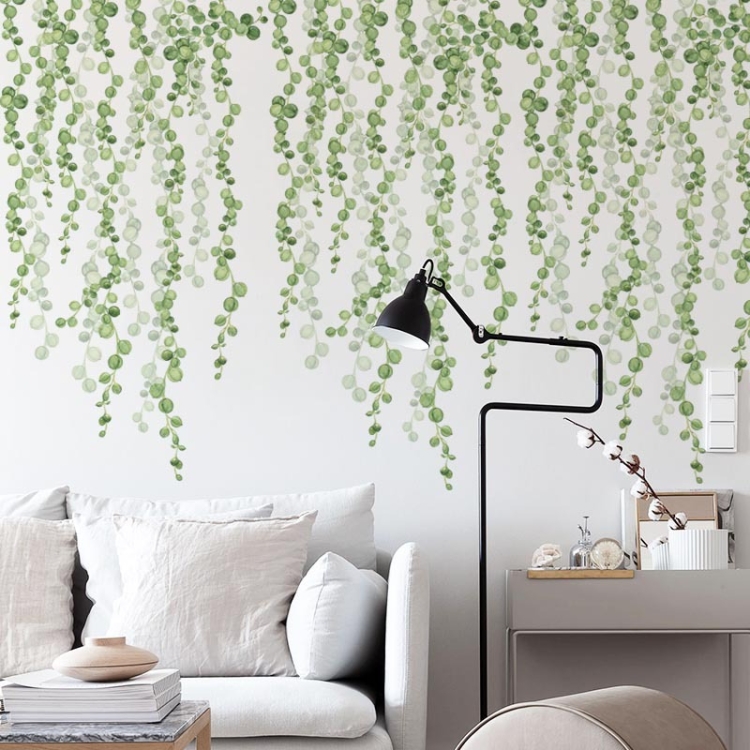 

2 PCS Green Leaf Self-adhesive Removable Wall Stickers