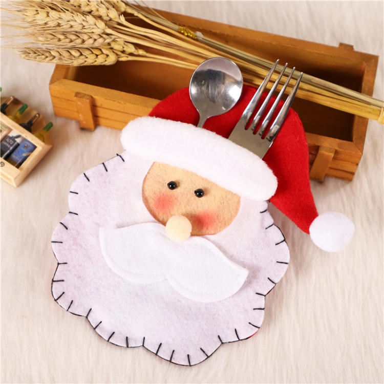 

10 PCS Christmas Cutlery Cover Set Desktop Decoration Set(White Santa)