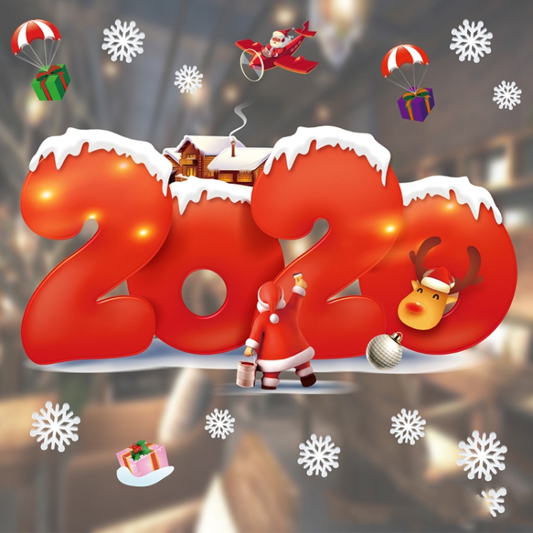 

3 PCS Christmas Cartoon Electrostatic Window Stickers Shopping Mall Hotel Window Christmas Decoration(HYC-100 2020)