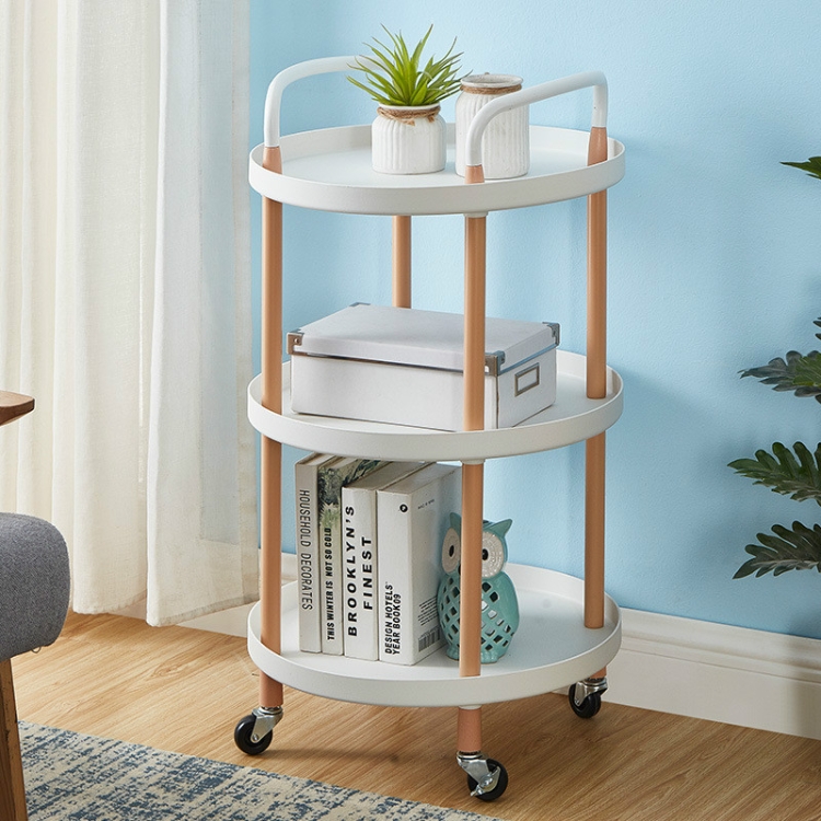 

Luxury Movable Trolley Simple Kitchen Living Room Storage Tea Set Rack, Size:Three Layers(Athens White)