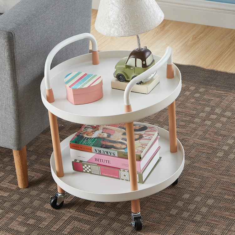 

Luxury Movable Trolley Simple Kitchen Living Room Storage Tea Set Rack, Size:Two Layers(Athens White)