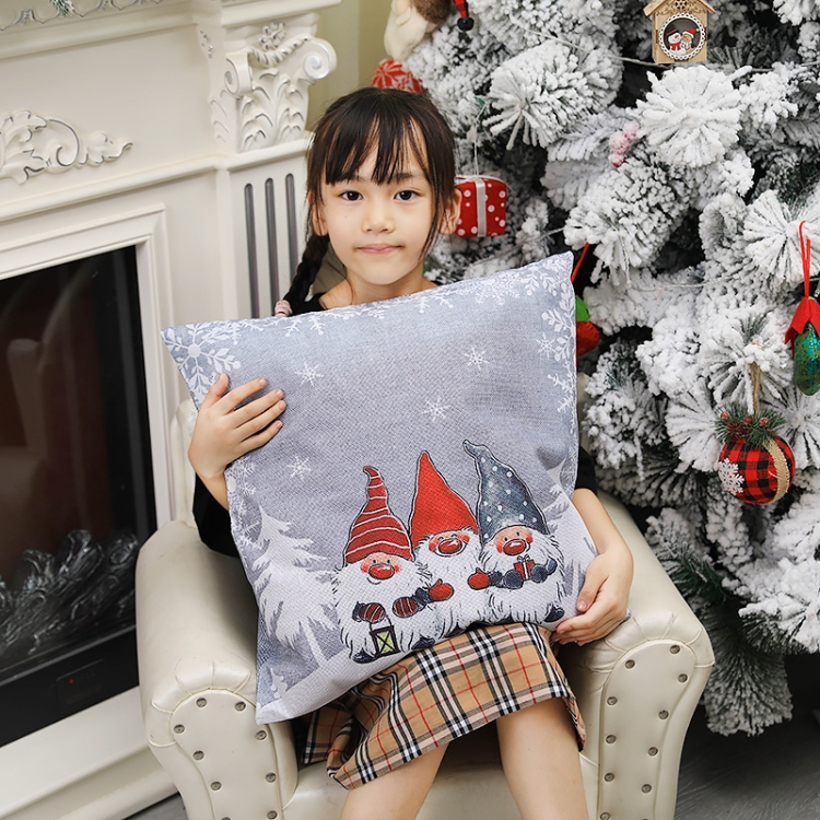 

2 PCS Christmas Cartoon Christmas Forest Man Pillowcase Cover(Grey)
