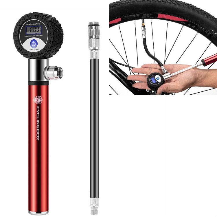 

CYCLINGBOX Manual Bicycle Pump Portable LCD Digital Display Tire Pressure Dial Pump(Red)