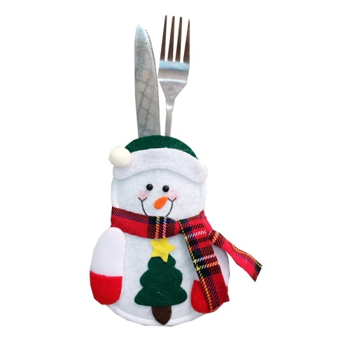 

12 PCS Christmas Decoration Little Snowman Knife And Fork Bag Creative Home Dining Table Cutlery Set, Specification: Tree Snowman