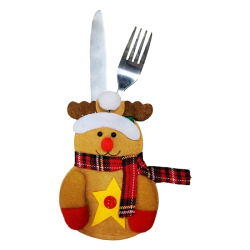 

12 PCS Christmas Decoration Little Snowman Knife And Fork Bag Creative Home Dining Table Cutlery Set, Specification: Elk