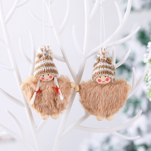 

3 Pairs Creative Wooden Boy And Girl Cloak Set Doll Christmas Tree Pendant(Coffee)