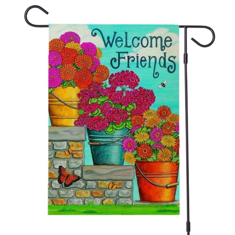 

4 PCS Linen Flower Series Garden Flag Garden Holiday Flag Double-sided Printing(3)