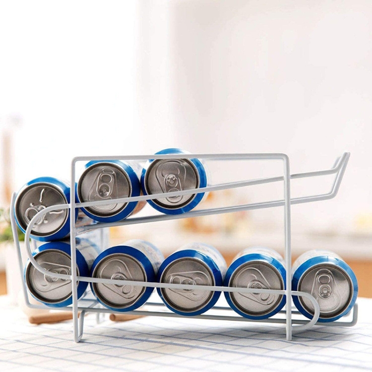 

Cans Rolling Storage Rack Beer Coke Double Rack Refrigerator Shelf(White)