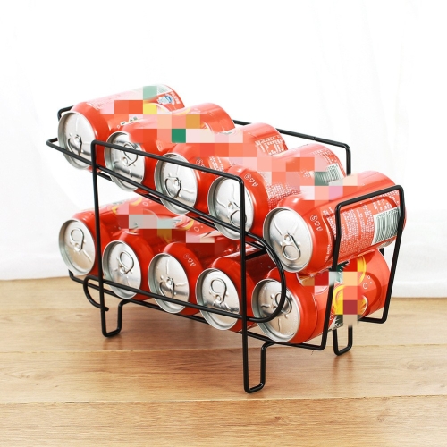 

Cans Rolling Storage Rack Beer Coke Double Rack Refrigerator Shelf(Black)