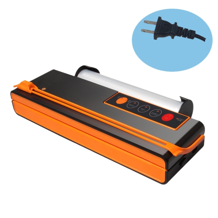 

Household Food Machinery Vacuum Packaging Machine Nylon Composite Texture Vacuum Bag Sealing Machine, Style:US Plug(SX-168 Black Orange)