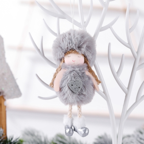 

4 PCS Christmas Plush Angel Charm Doll Gift Christmas Tree Pendant, Style:Heart(Grey)