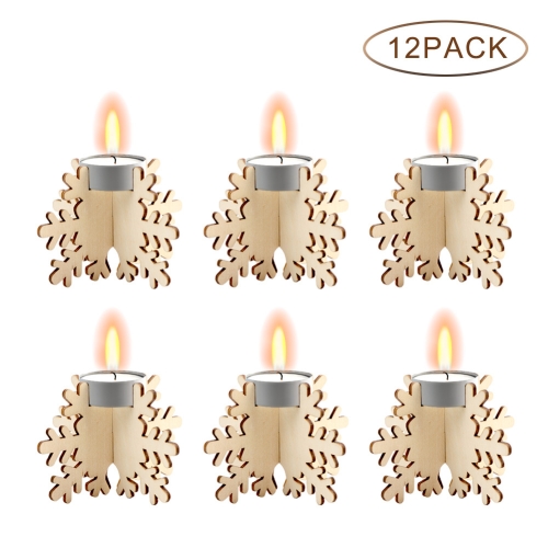 

12 PCS Wooden Christmas Small Candle Holder Christmas Ornament