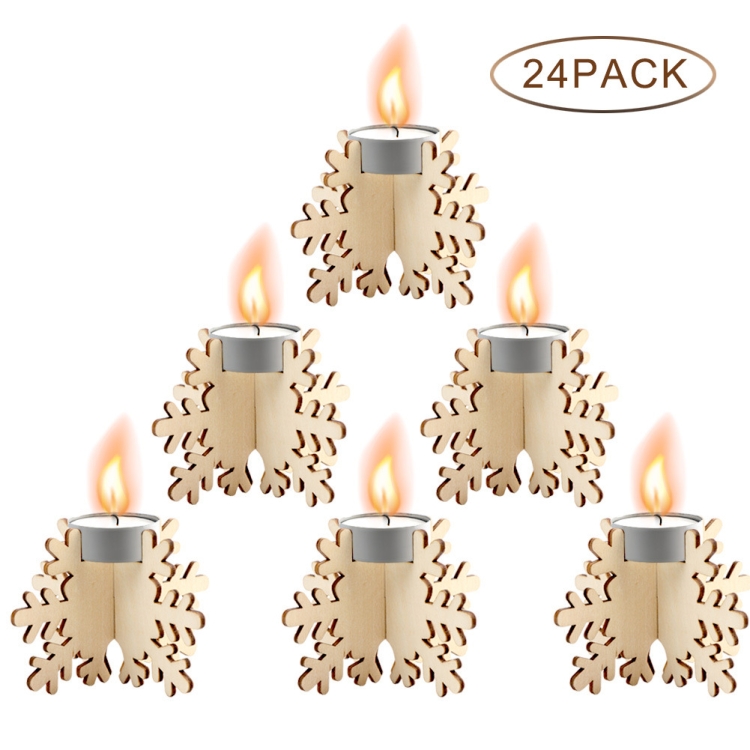 

24 PCS Wooden Christmas Small Candle Holder Christmas Ornament