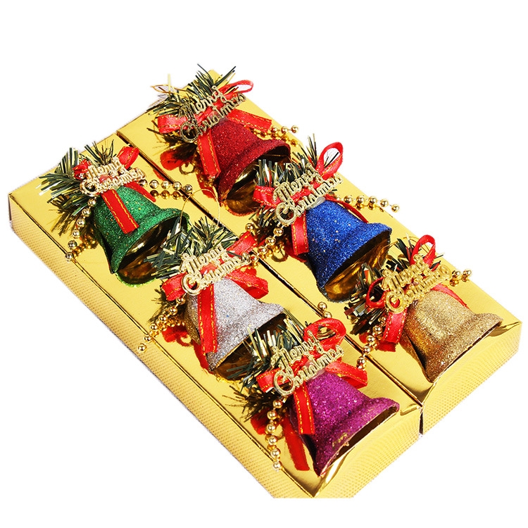 

3 Boxes Colorful Dusted Plastic Bells Christmas Tree Accessories, Specification: Small