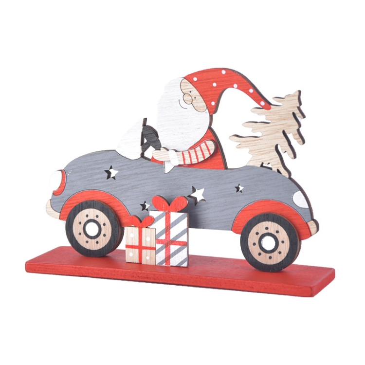 

3 PCS Christmas Gift Wooden Santa Claus Car Decoration(Gray)
