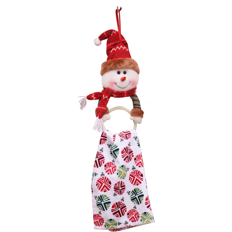 

2 PCS Christmas Decorations Hotel Shopping Mall Clothes Napkin Ring Home Towel Pendant Ring(Snowman )