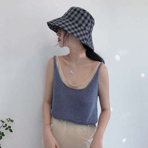 

Women Ice Silk Knitted Camisole, Size: Free Size(Blue)