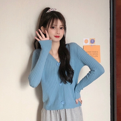 

Women Knitted Cardigan Jacket, Size: Free Size(Haze Blue)