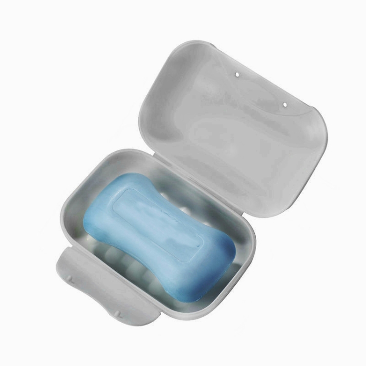 

10 PCS Rectangular Travel Carrying Soap Box Household Double Draining Shelf With Cover(Gray)
