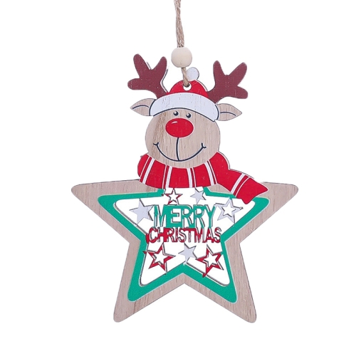 

10 PCS Christmas Decorated Christmas Tree Fve-pointed Star PaintedPendant(Elk )